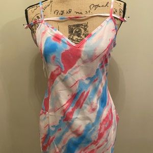 NWT Boohoo blue and pink marble pattern dress!
